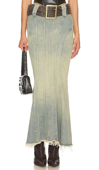 Denim Fishtail Skirt in Vintage Wash | Revolve Clothing (Global)