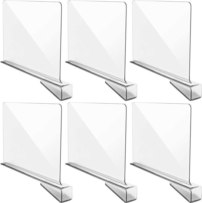 YMHPRIDE 6 Pack Clear Acrylic Closets Shelf Dividers Closet Separators for Bedroom Clothes Organi... | Amazon (US)