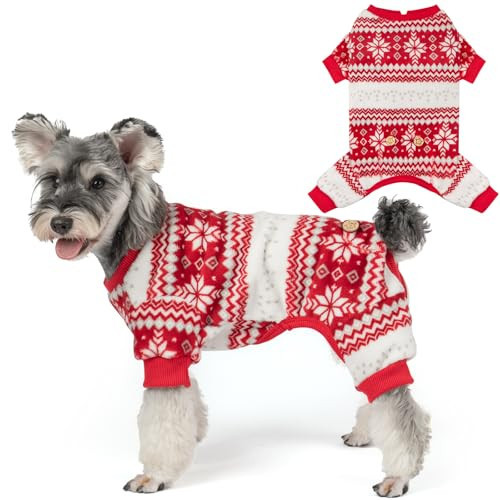 KYEESE Dog Christmas Pajamas, Soft Fleece Winter Dog Pajamas for Small Dogs, Warm Holiday Pet Onesie with Snowflake Design, Lightweight Pet Clothes, Cozy Xmas Outfit Jumpsuit, Medium | Amazon (US)