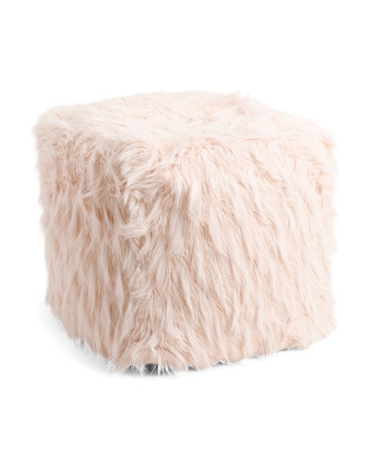18x18 Indiana Faux Fur Pouf | TJ Maxx