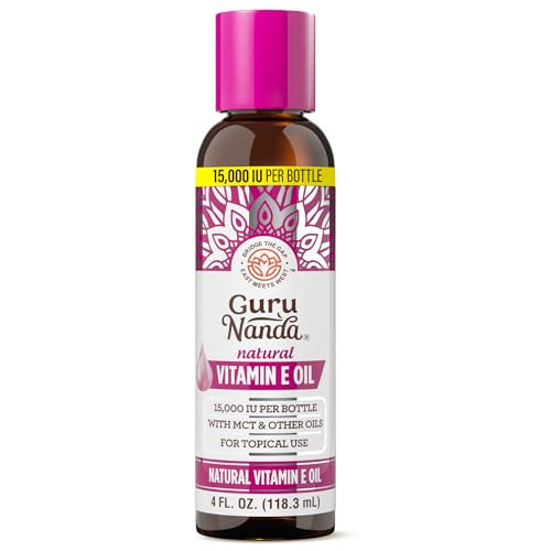 GuruNanda Vitamin E Oil (4 fl oz) – 15,000 IU, Hexane-Free & Pure Vitamin E Oil for Skin, Nails, Hair & Face, with MCT & Lemon Oil to Help Nourish & Moisturize, Non-GMO, Vegan & No Soybean | Amazon (US)