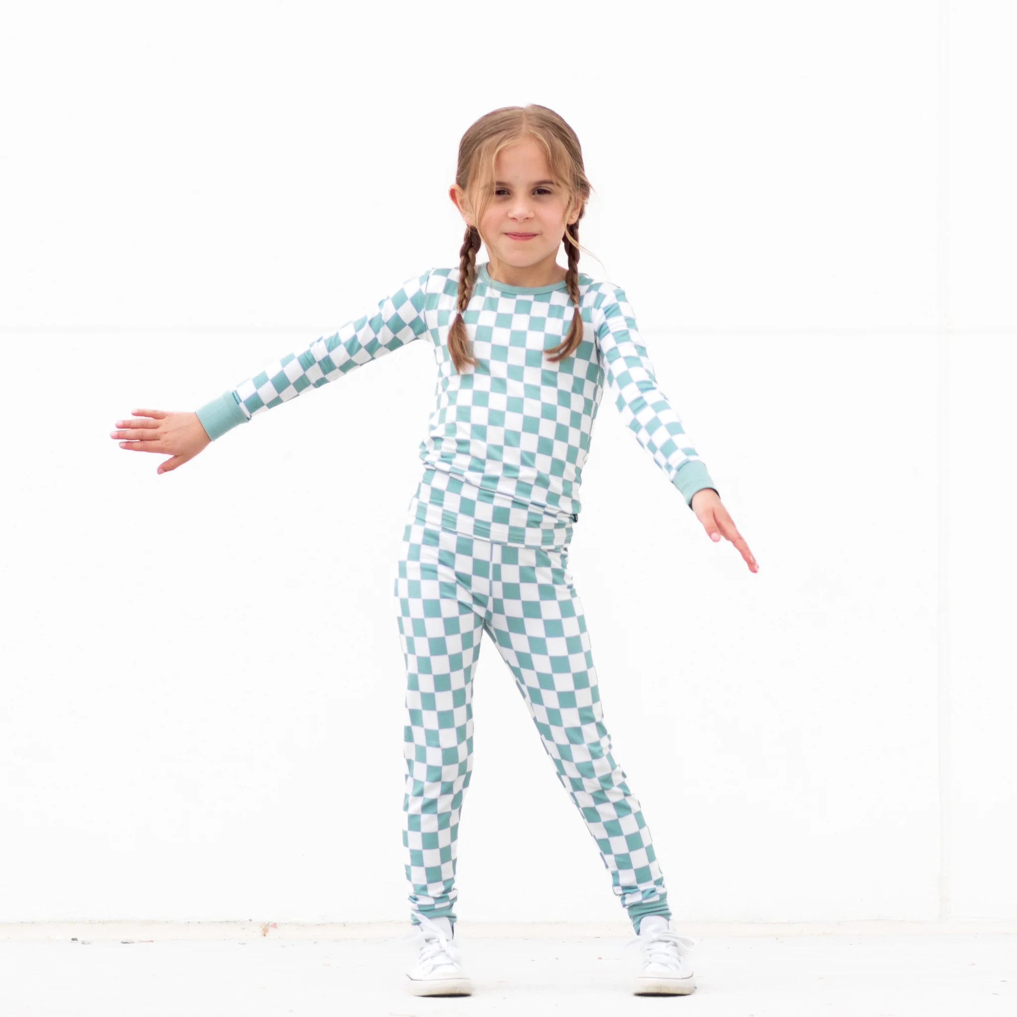 LONG SLEEVE 2 PIECE SETS- Sage Check | millie + roo