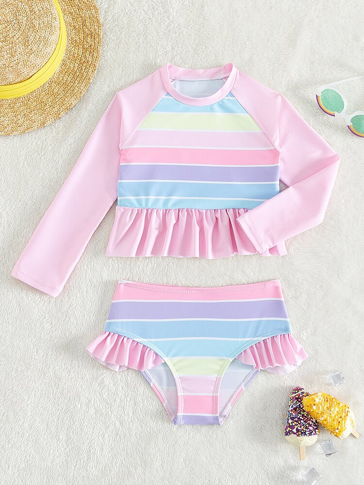 Toddler Girls Striped Ruffle Hem Bikini Swimsuit
       
              
              $8.90  
   ... | SHEIN