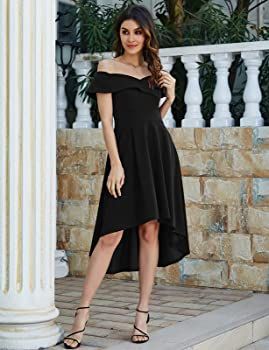 Amazon.com: JASAMBAC Fit and Flare Cocktail Dresses for Women Elegant Off Shoulder Wedding Guest ... | Amazon (US)