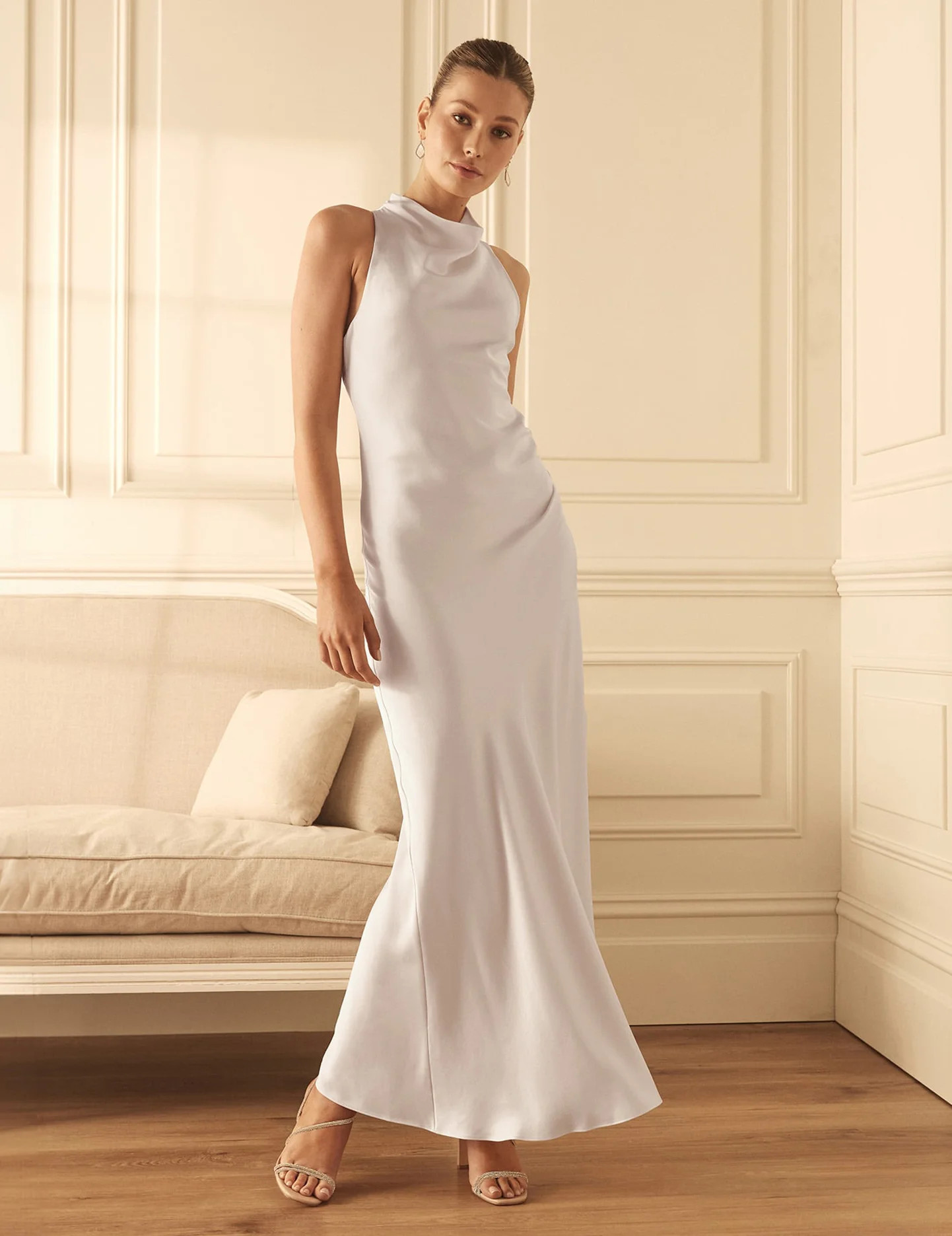 Michelle Open-Back Satin Maxi Dress | Forever New (UK & IE)