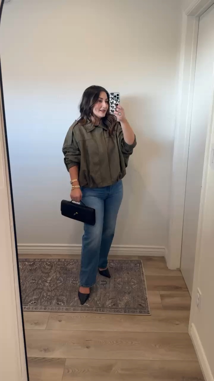 The IT jacket for fall!! 

Faux suede jacket size small
Black tee size small
Jeans size 27 (if between sizes then size up) 

5'0" 140lbs

#LTKSeasonal #LTKFindsUnder100 #LTKPetite