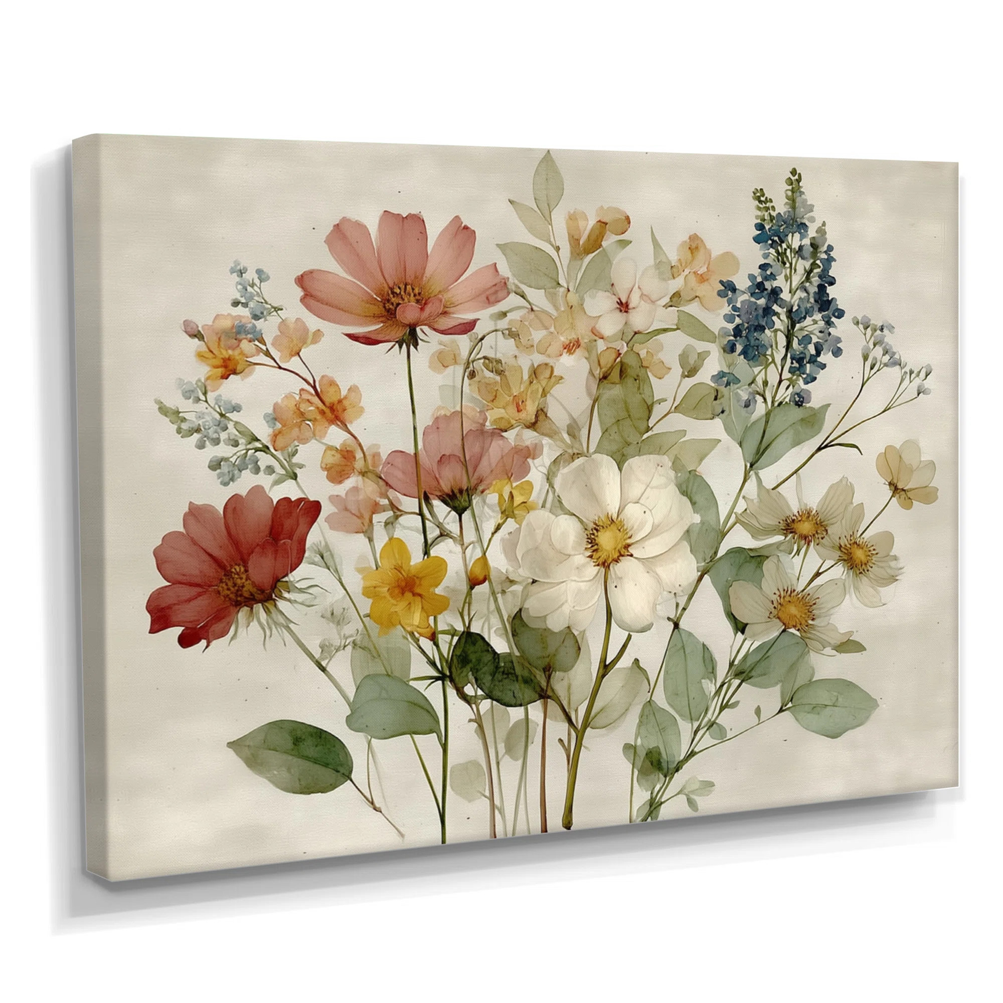 Vintage Farmhouse Bouquet Of Wildflowers - Wildflowers Wall Decor, Green Floral Framed Wall Art | Wayfair North America