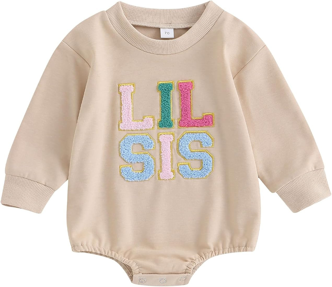 WALLARENEAR Newborn Baby Girl Long Sleeve Romper Litter Sister Embroidery Print Bubble Bodysuit S... | Amazon (US)
