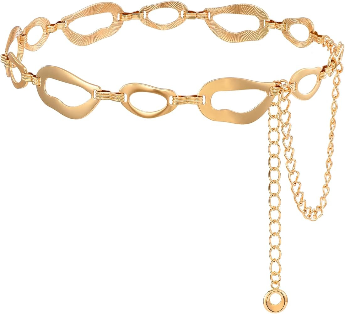 TRIWORKS Waist Chain for Women Ladies Metal Link Chunky Chain Belt for Dresses | Amazon (US)