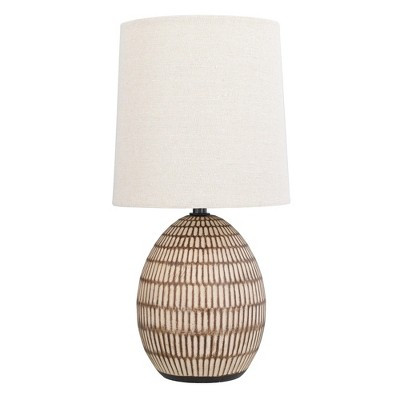 Small Table Lamp, Bohemian Style Ceramic Carved Table Lamp with Beige Shade, 12.75" | Target