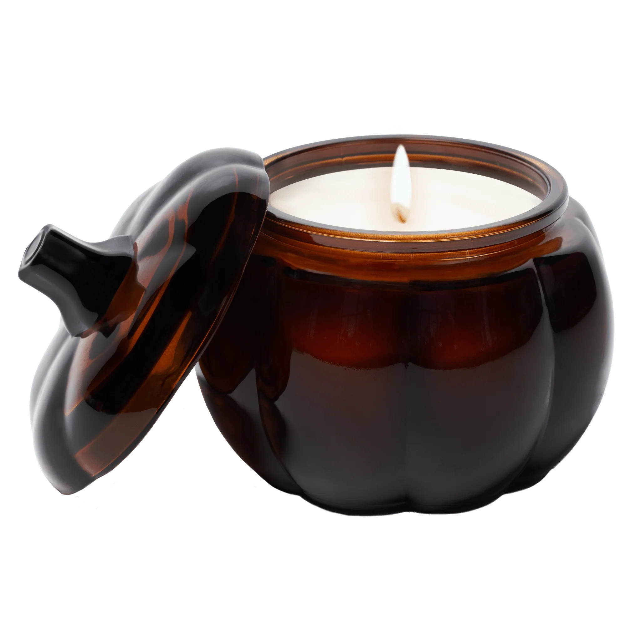 Hello Fall Soy Candle - Amber Glass Pumpkin Jar - 20 oz | Sweet Water Decor, LLC