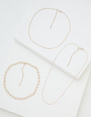 AEO Daisy Layered Necklaces 3-Pack | American Eagle Outfitters (US & CA)