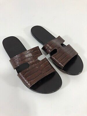 Ancient Greek Sandals Apteros Leather Sandal in Brown Croc Size 39 $275  | eBay | eBay US