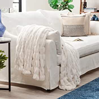 Chanasya Ruched Faux Fur Throw Blanket - Luxurious, Soft Reversible Mink Blanket - 50" x 65” - ... | Amazon (US)