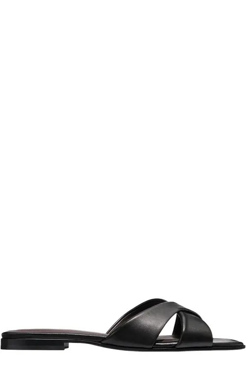 MARGAUX The Selene Flat Sandal in Black Nappa at Nordstrom, Size 37.5 | Nordstrom