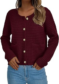 PRETTYGARDEN Women's Knit Cardigan Sweaters Fall Fashion Long Sleeve Open Front Button Down Trend... | Amazon (US)