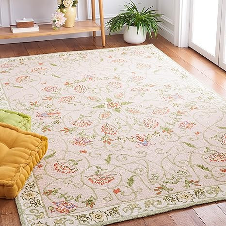 SAFAVIEH Chelsea Collection Area Rug - 5'3" x 8'3", Beige & Green, Hand-Hooked French Country Woo... | Amazon (US)
