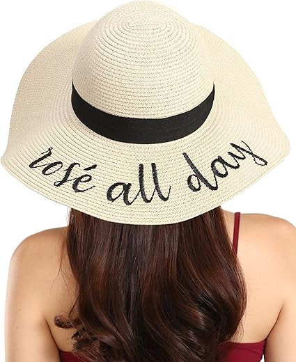 Floppy Beach Sun Hat for Women - Vacation, Honeymoon Embroidered Straw Hat - Big, Foldable, Large... | Amazon (US)