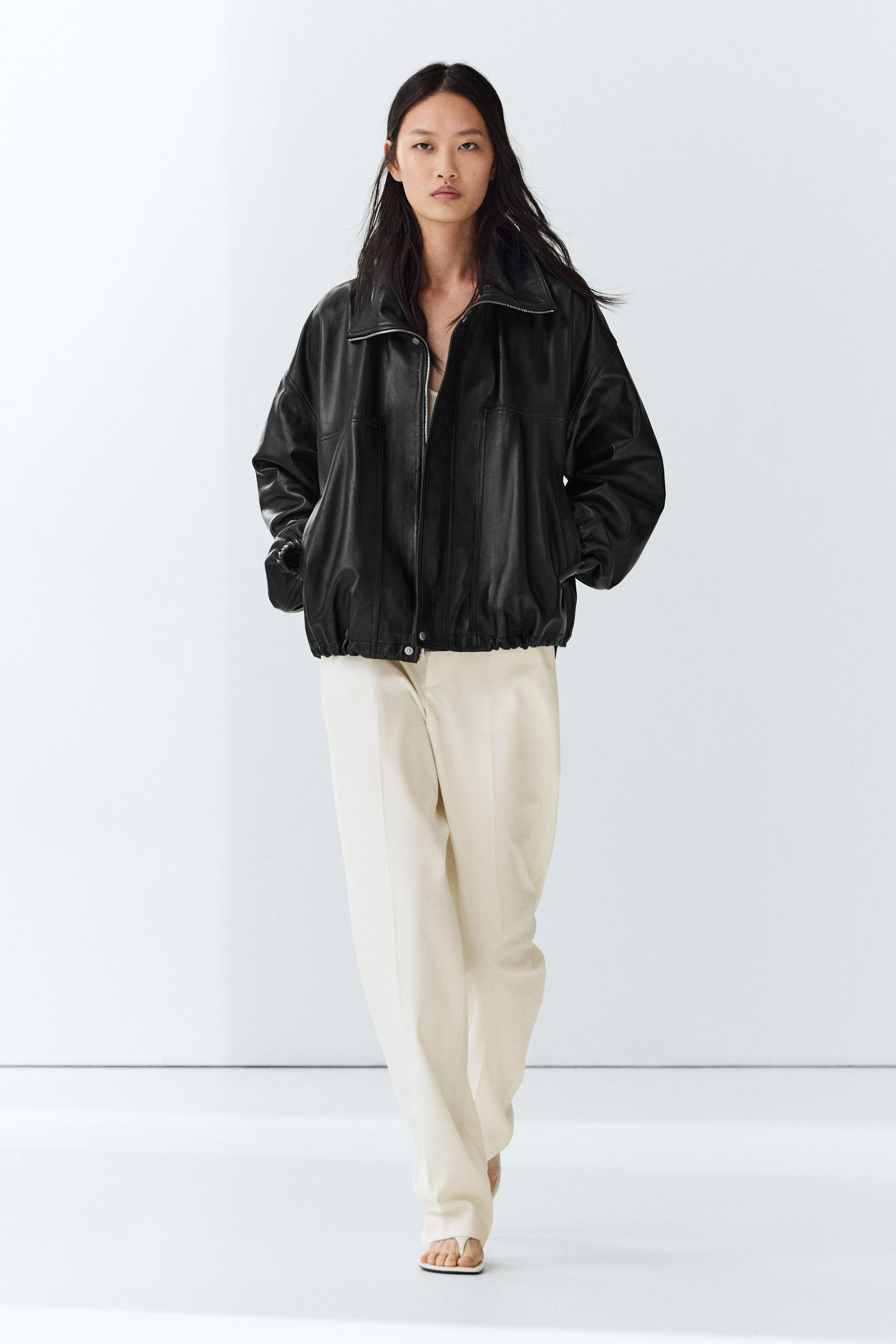 Nappa leather bomber jacket | Massimo Dutti UK