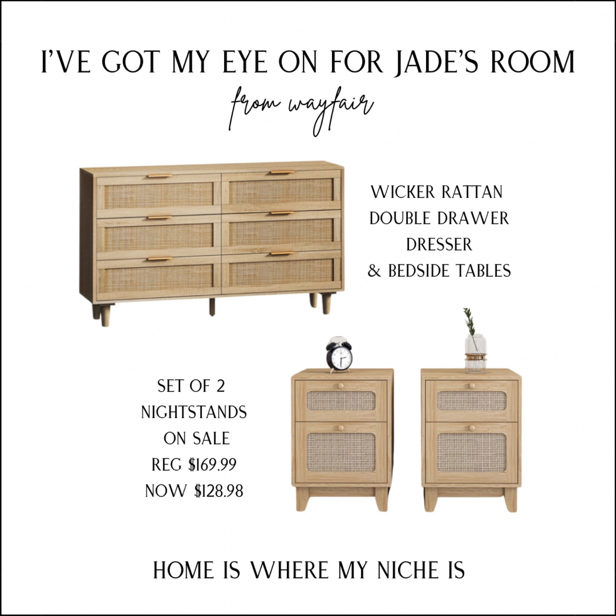 I’ve got my eye on these wicker / rattan oak furniture storage pieces for a little girl spring makeover for Jade’s room

Wayfair | Dresser | Nightstand | Bedside Tables 

#LTKsalealert #LTKkids #LTKhome