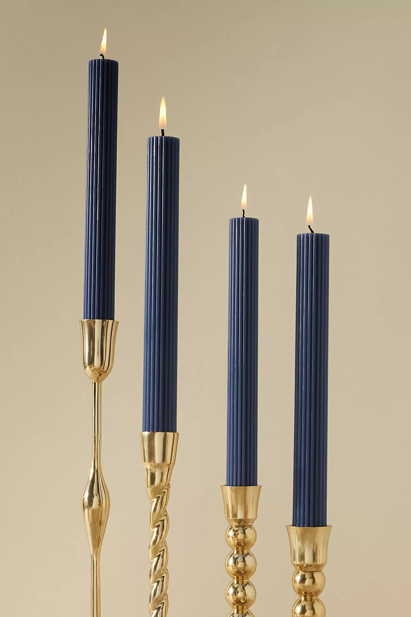 Fluted Taper Candles, Set of 4 | Anthropologie (US)