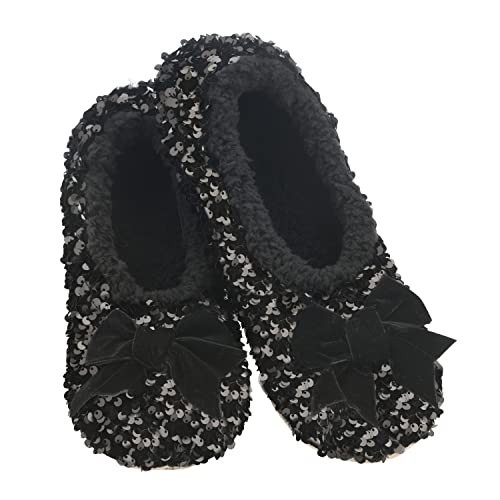 Snoozies Womens Black Glamour Bling Ballerina Size Small | Amazon (US)