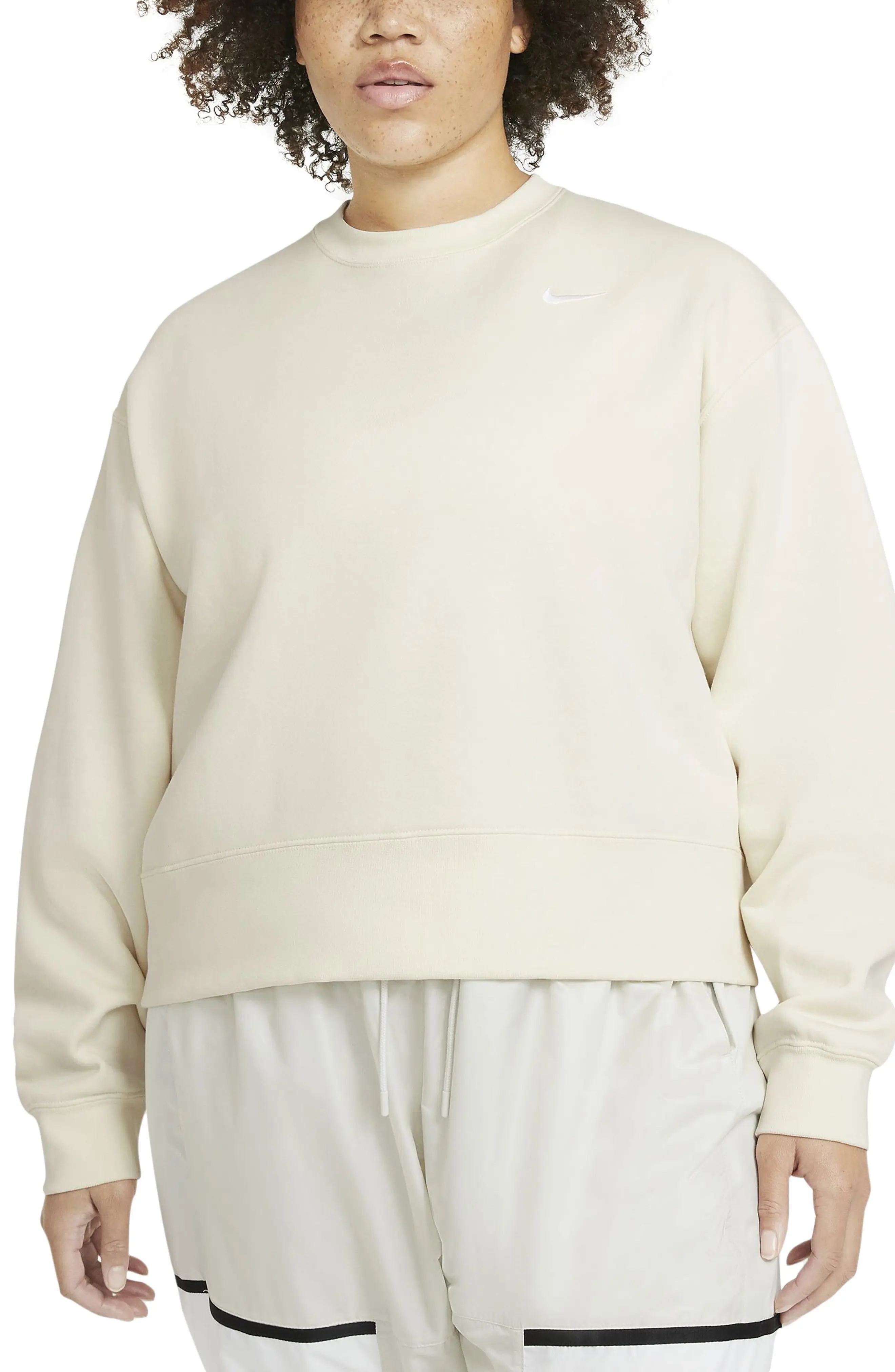 Nike Sportswear Fleece Crewneck Sweatshirt in Coconut Milk/White at Nordstrom, Size 3X | Nordstrom