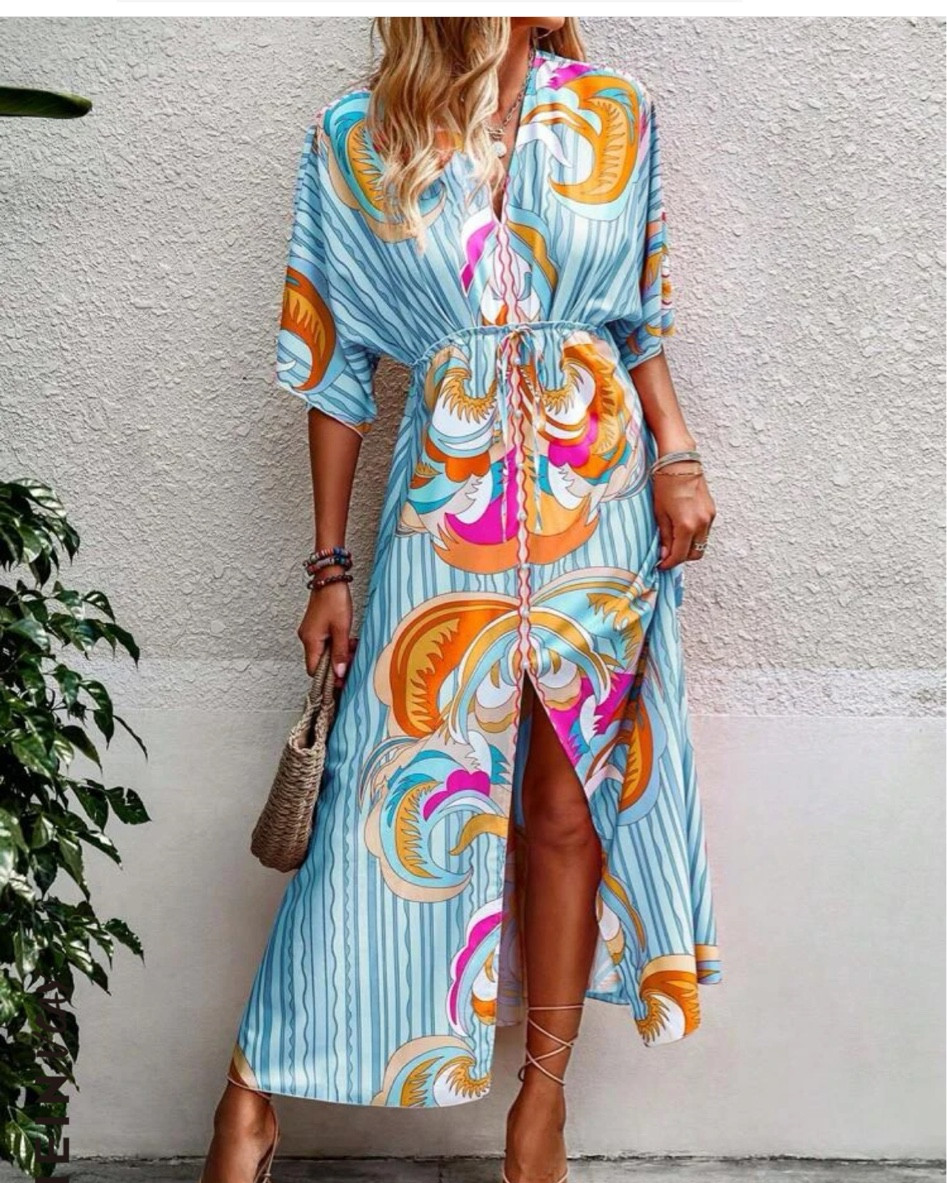 SHEIN all over print batwing dress 
