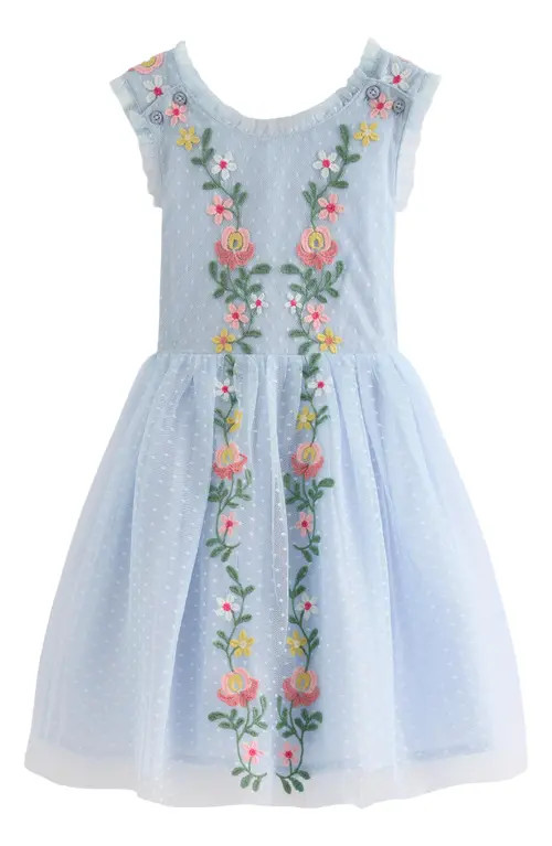 Mini Boden Kids' Crossback Tulle Party Dress in Blue at Nordstrom, Size 5-6Y | Nordstrom