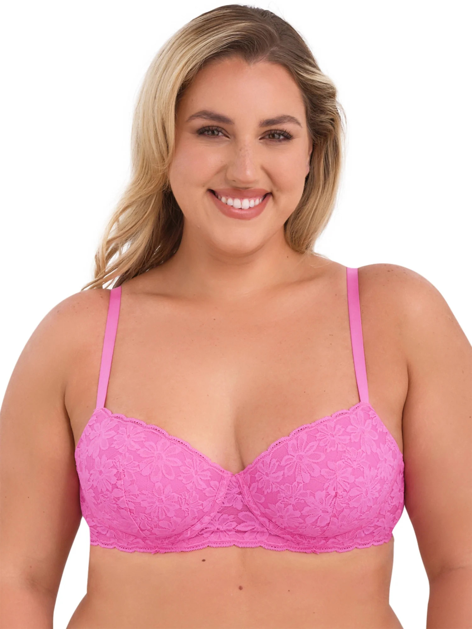 No Boundaries Women’s and Women’s Plus All-Over Lace Balconette Bra with Sugarcup™, Sizes 3... | Walmart (US)