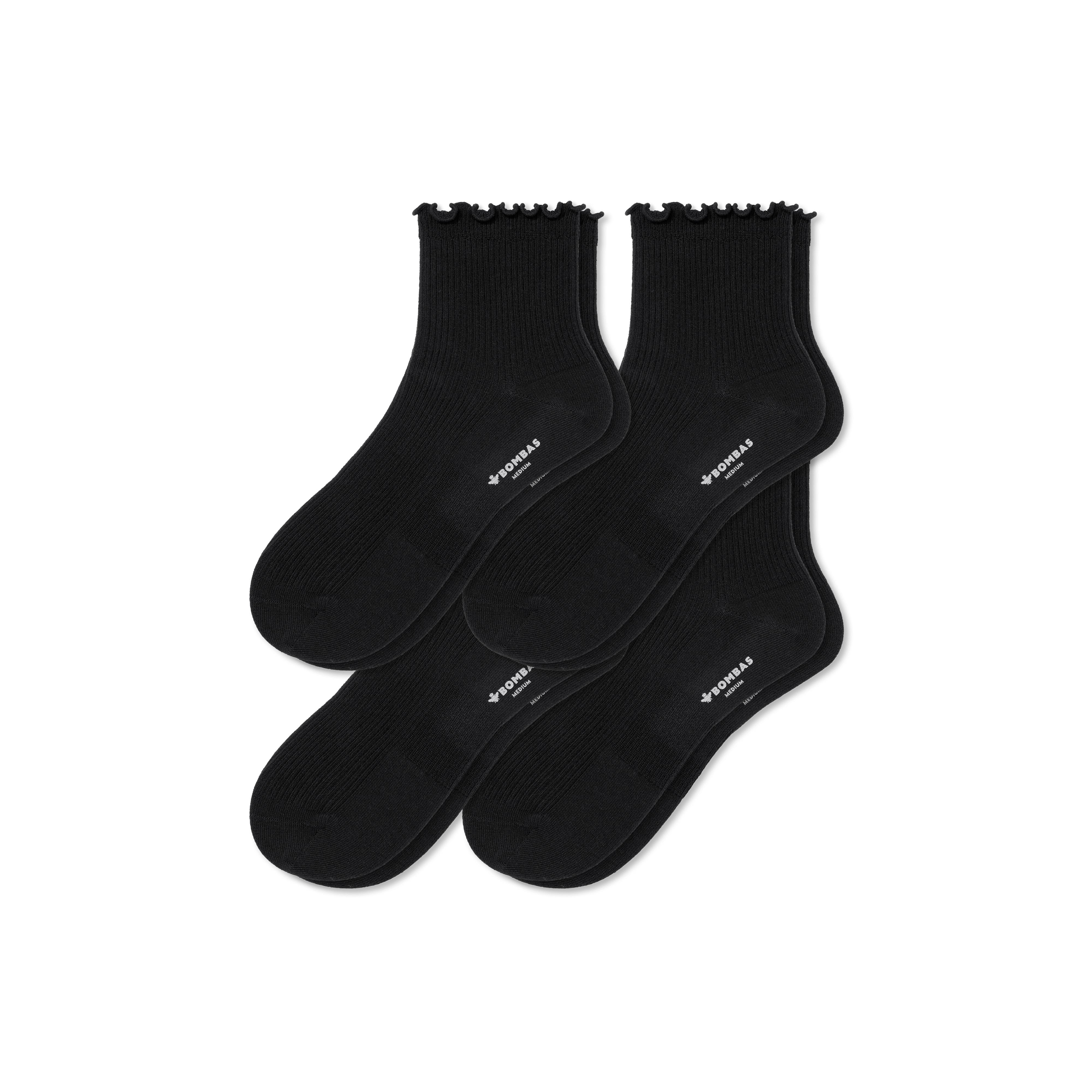 Women's Frilly Rib Quarter Sock 4-Pack | Bombas
