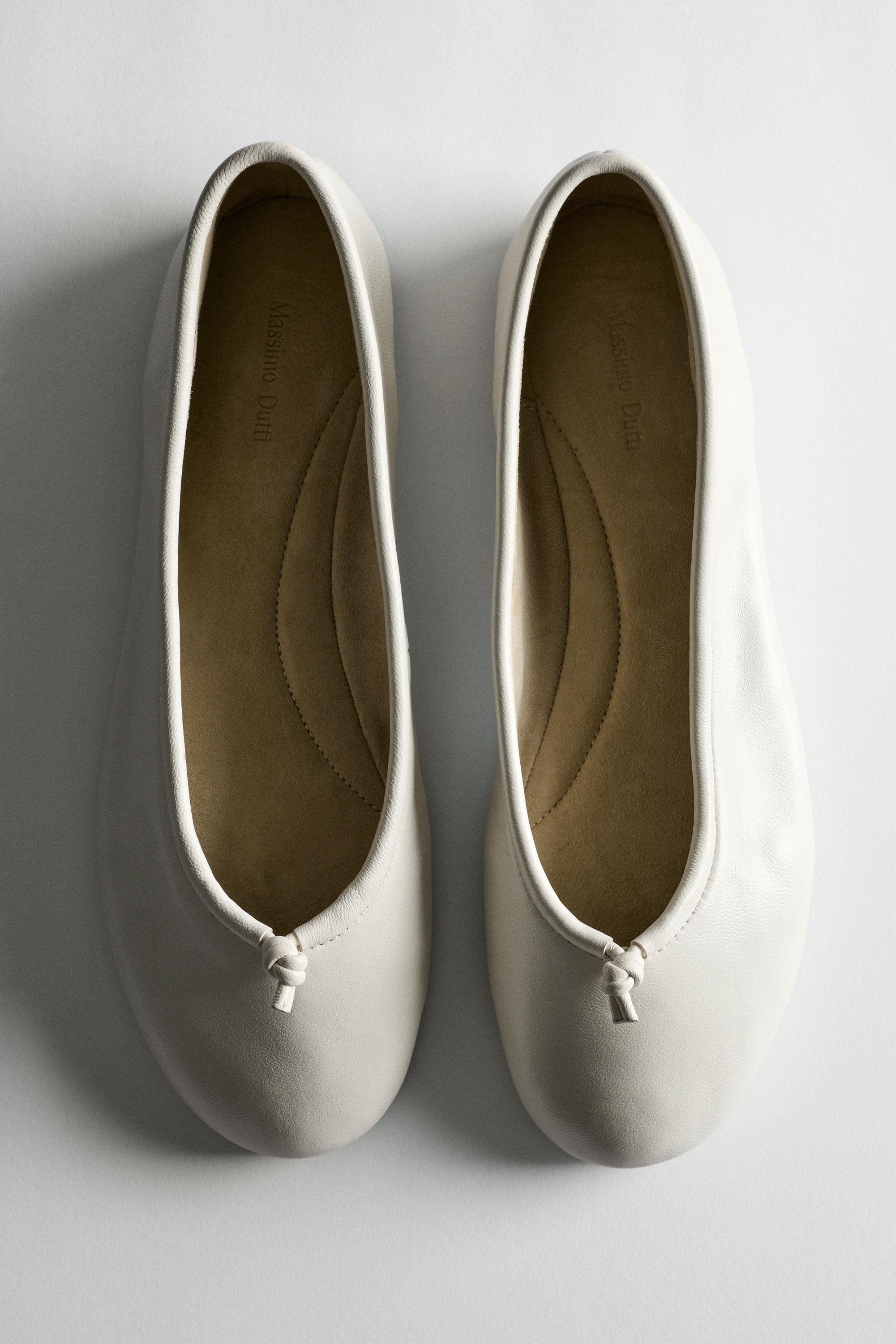 Leather knot ballet flat | Massimo Dutti UK
