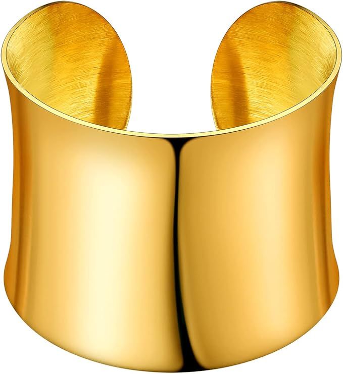 PROSTEEL Women's Bangle Cuff Bracelets,Shiny Statement Piece,Stainless Steel/Gold Plated-Send Gif... | Amazon (UK)