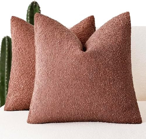 Foindtower Pack of 2 Textured Boucle Throw Pillow Covers Accent Solid Decorative Pillow Cases Coz... | Amazon (US)