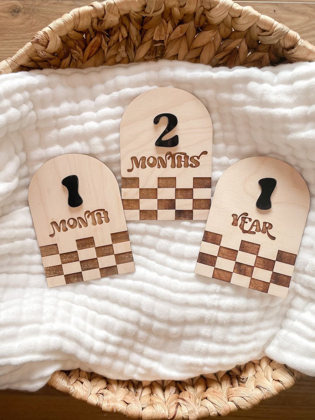 Checkered Monthly Milestone Markers, First year Photo Props, Baby Shower Gift, Monthly Milestone,... | Etsy (US)