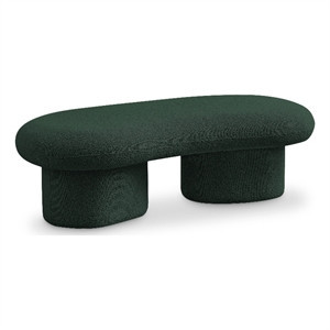Meridian Furniture Luka Green Boucle Fabric Bench | Homesquare