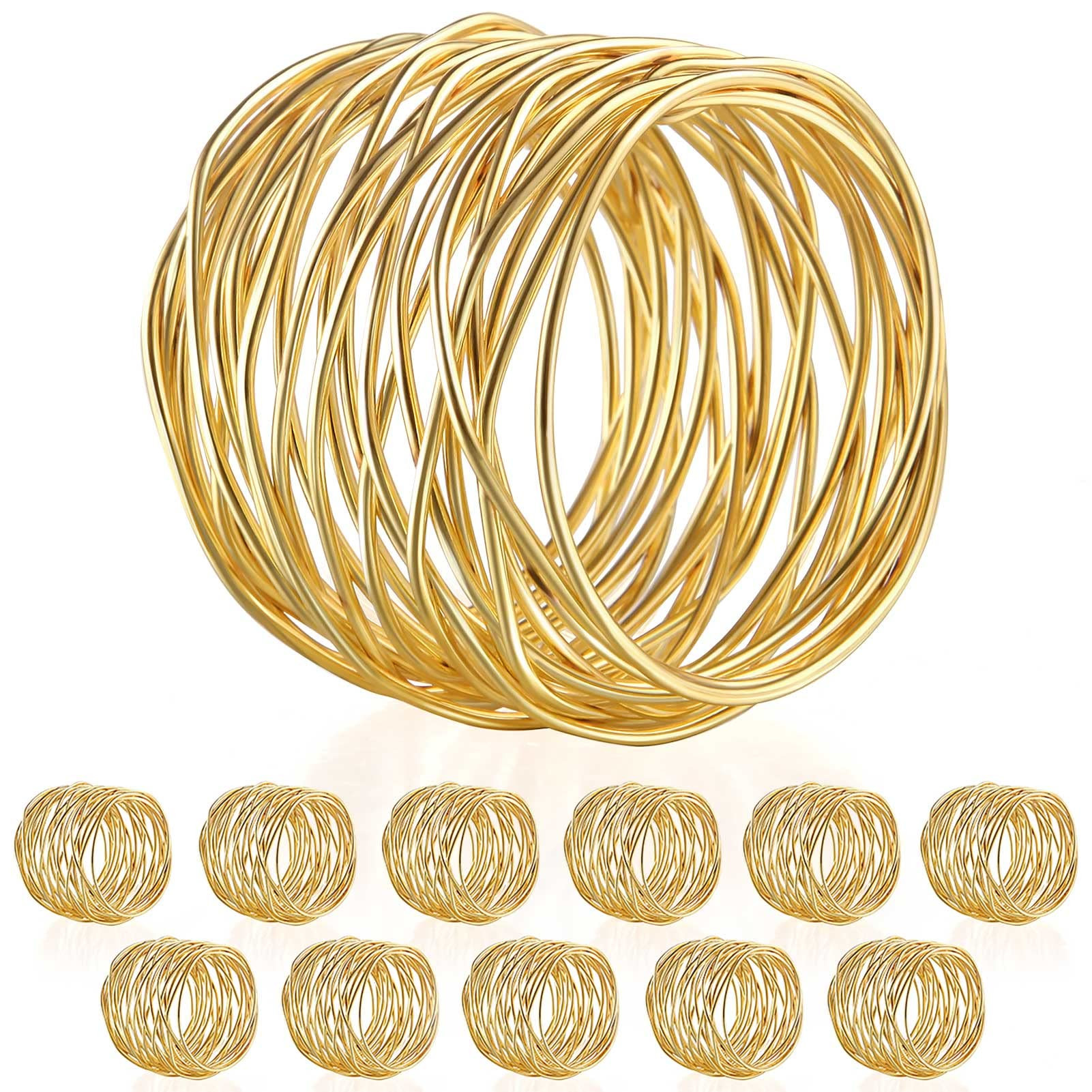 Twisted Wire Mesh Napkin Rings Holders Décor Dinner Party Wedding Christmas Gathering (Gold 12pc... | Amazon (US)