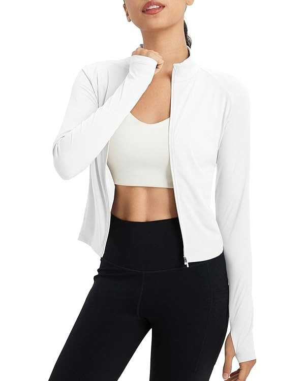 baleaf Women's UPF 50+ Sun Shirts Protection SPF Crop Jacket UV Protection Long Sleeve Full Zip C... | Amazon (US)