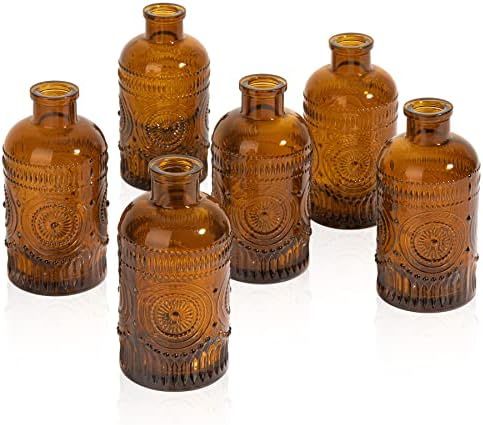 ComSaf Glass Bud Vases Set of 6, Small Clear Bud Vases in Bulk, Mini Vintage Decorative Bottles, ... | Amazon (US)