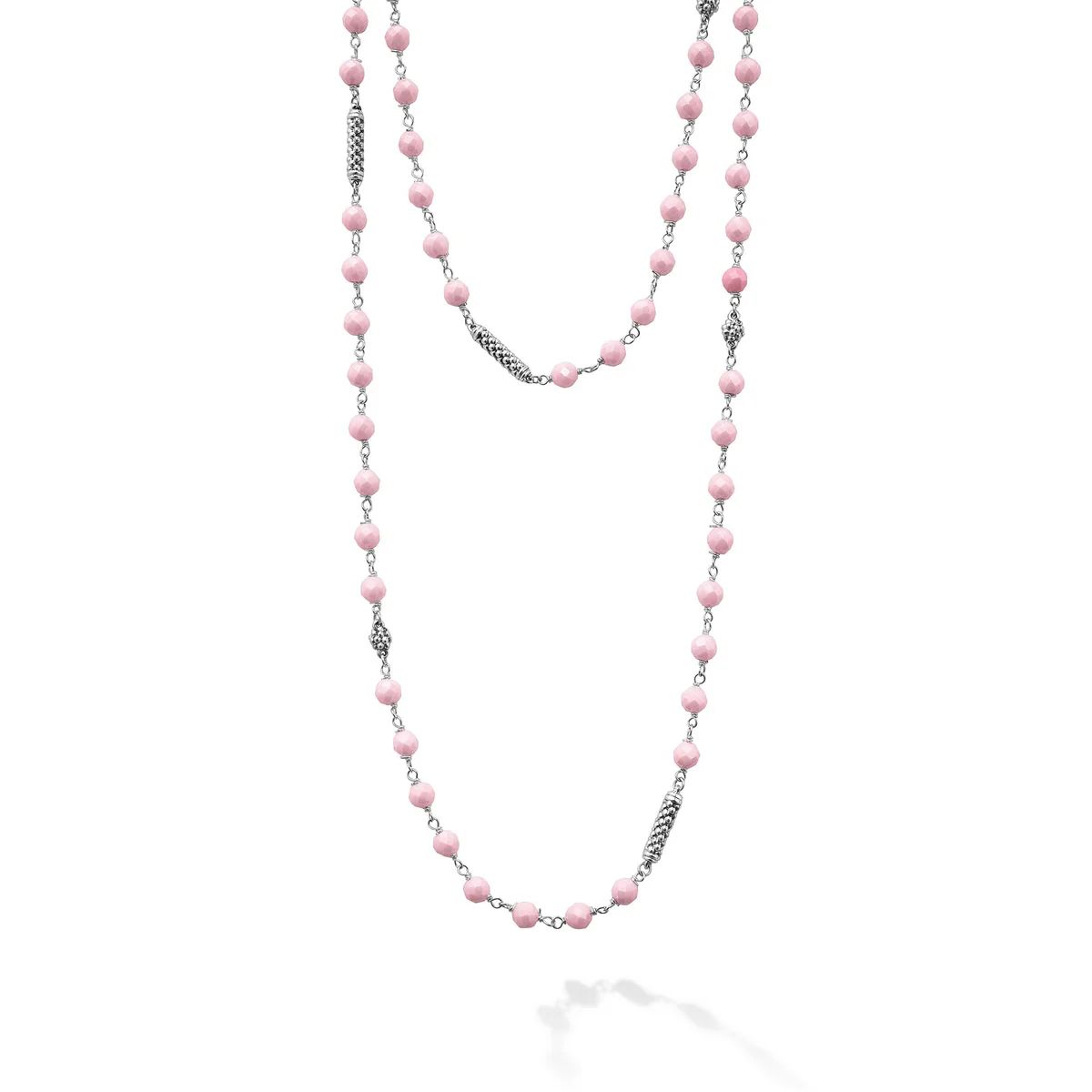 Long Pink Ceramic Beaded Necklace | LAGOS