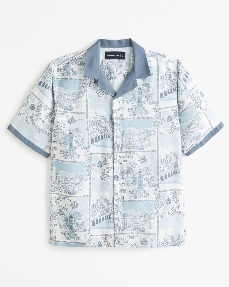 Men's Camp Collar Silky Graphic Shirt | Men's Tops | Abercrombie.com | Abercrombie & Fitch (US)