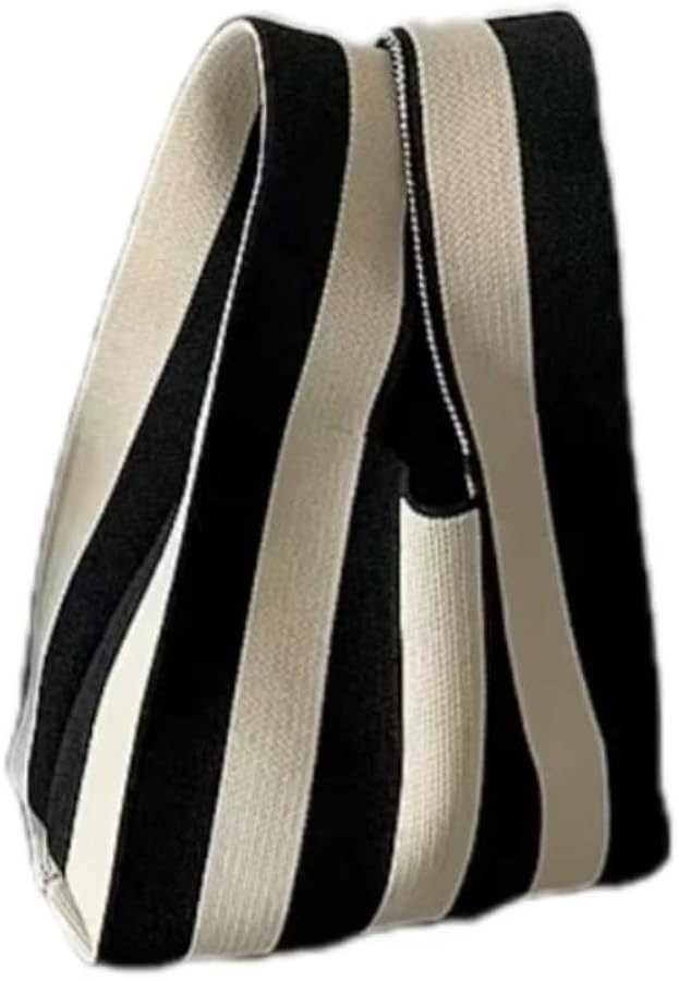 Striped Black White Knit Knot Bag Mini Canvas Tote | Amazon (CA)