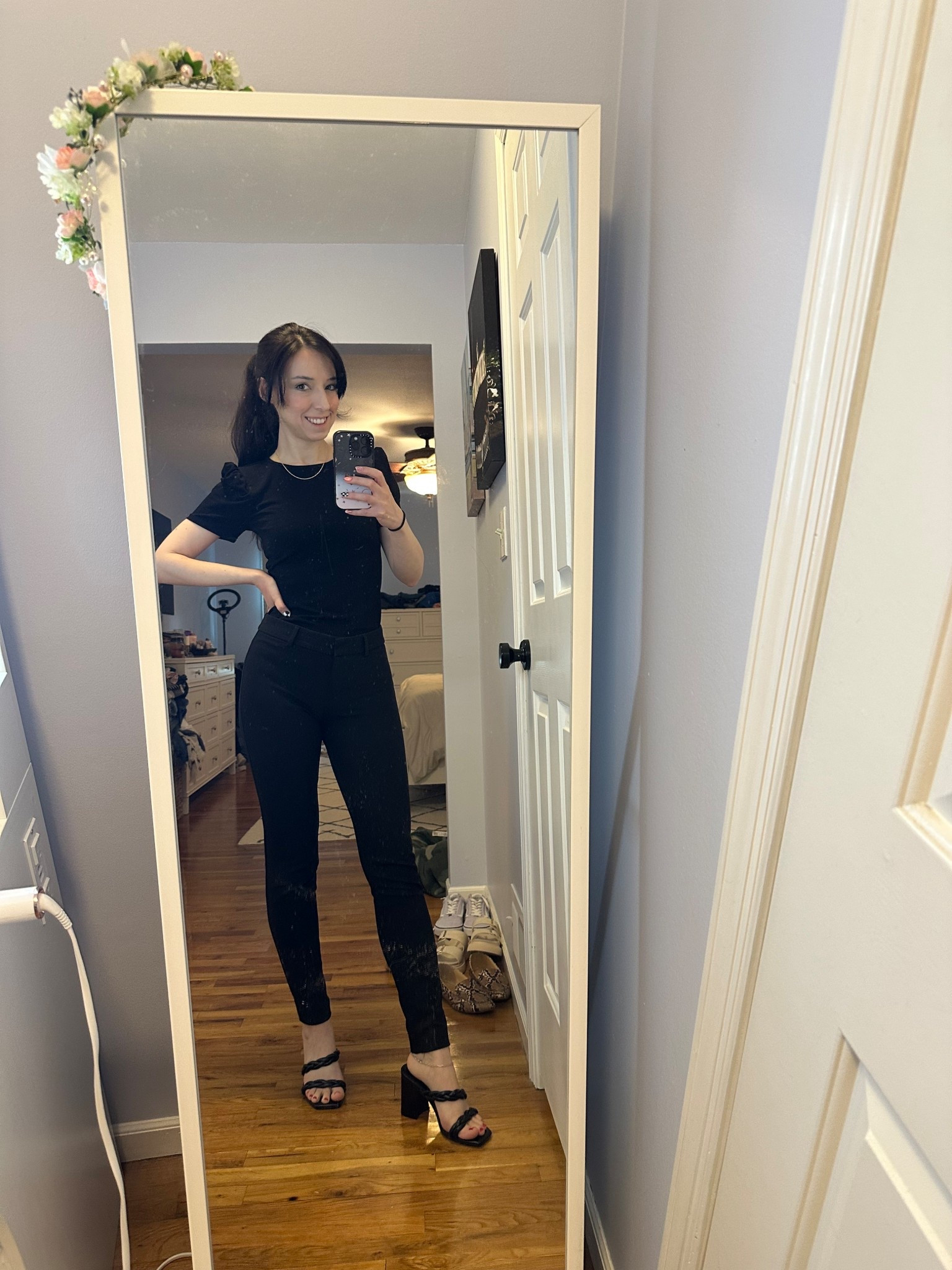 Black tee size XS
Black pants size 00
Black sandals pumps size 6.5

Work outfit, workwear, all black, summer, minimalist, millennial 

#LTKFindsUnder100 #LTKStyleTip #LTKWorkwear