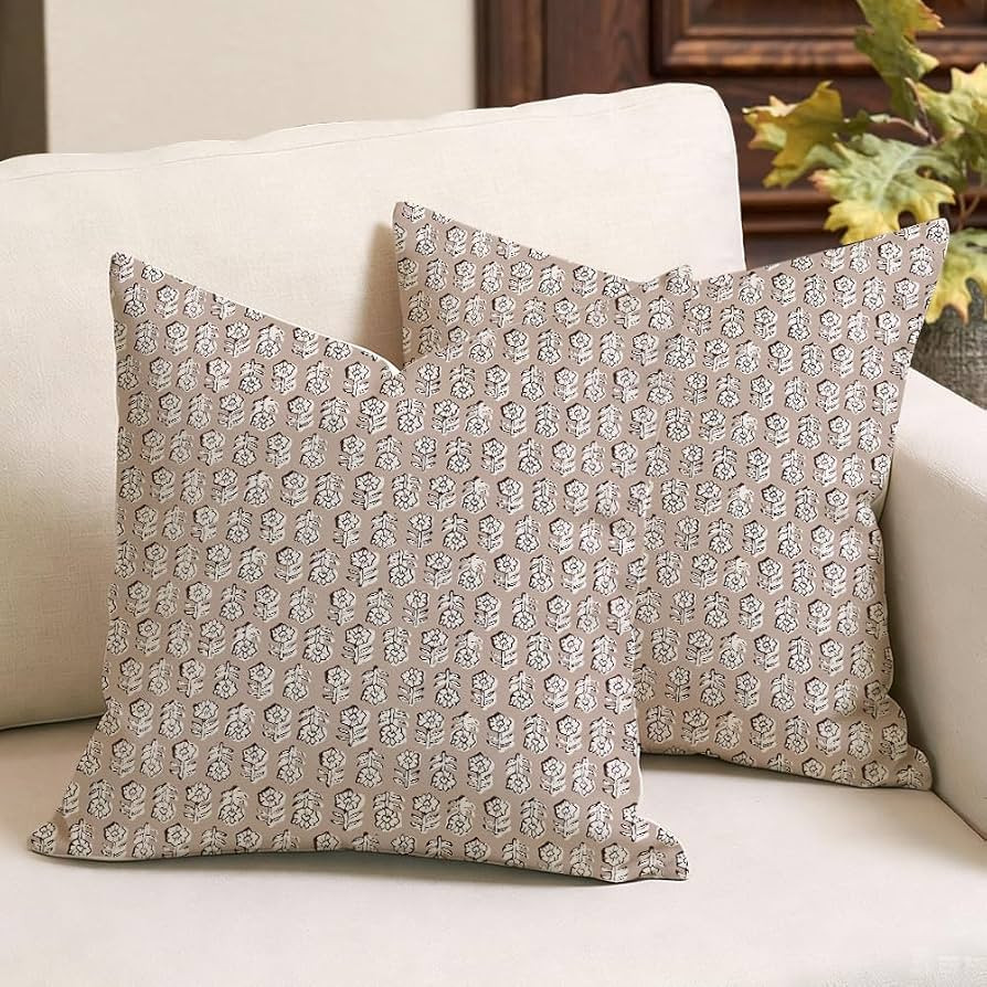 RABUSOFA Decorative Vintage Floral Print Throw Pillow Covers Neutral Modern Farmhouse Cushion Cov... | Amazon (CA)