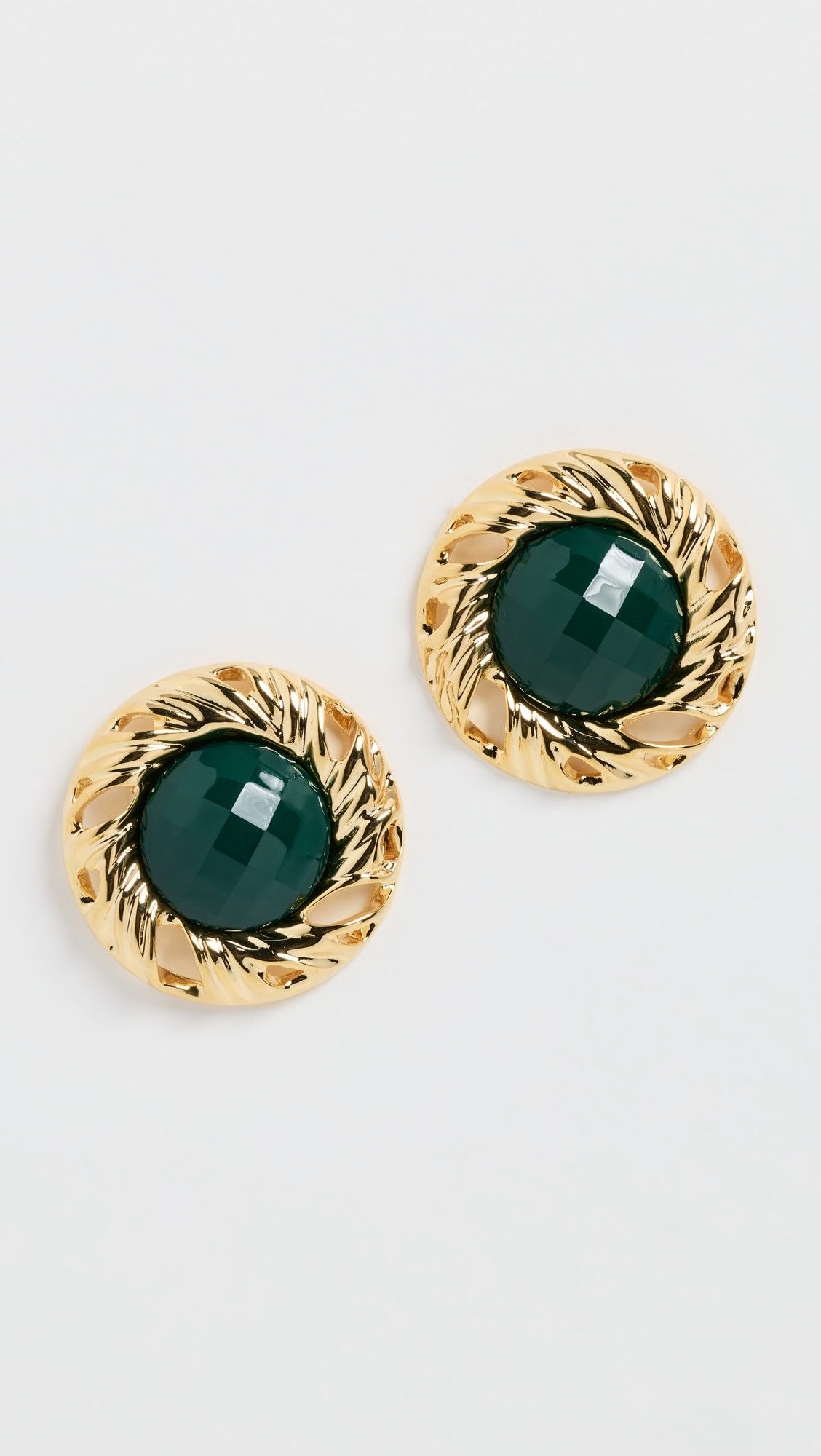 Vintage Colored Stone Rimmed Stud Earrings | Shopbop