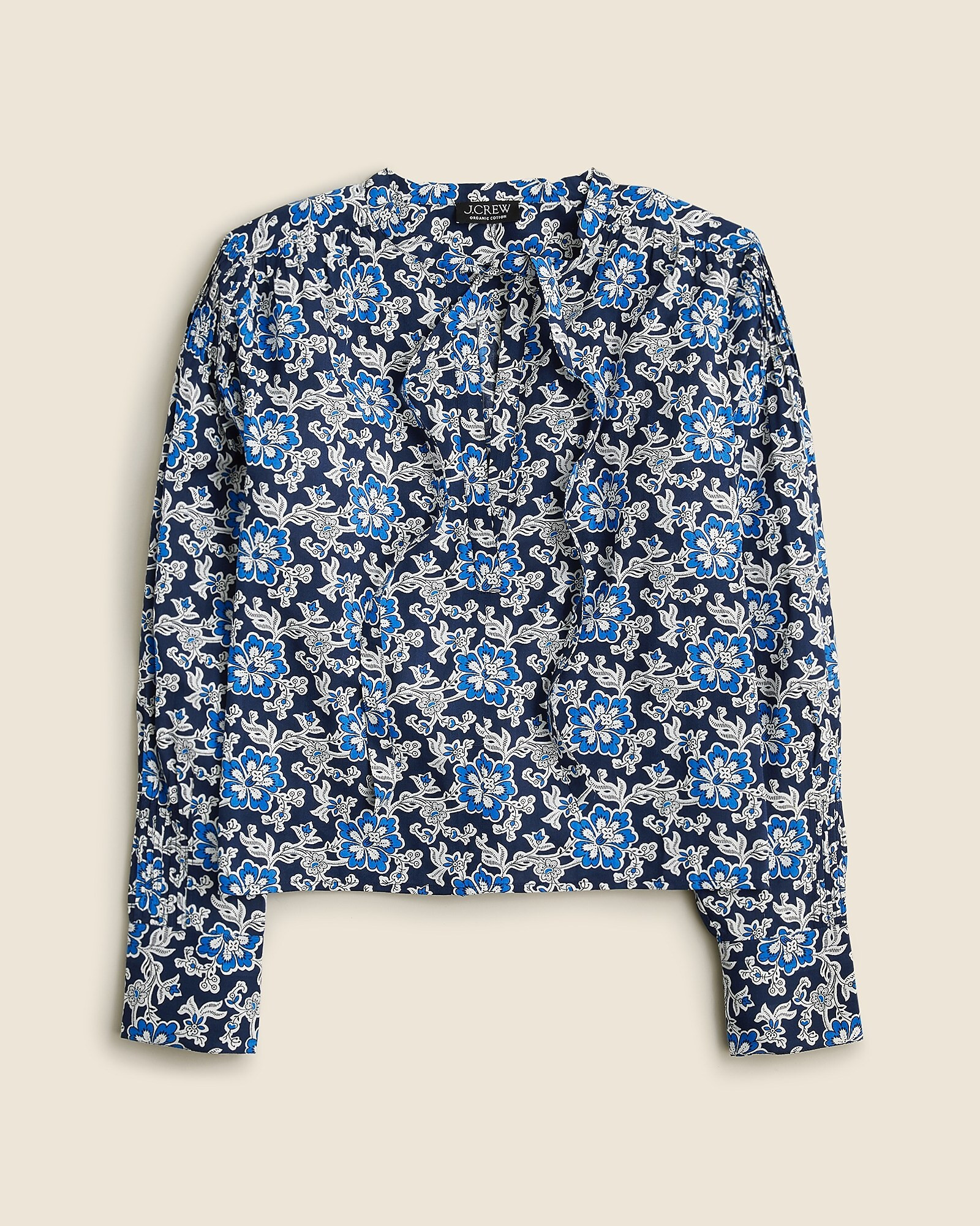 V-neck tie top in floral cotton-blend dobby | J. Crew US