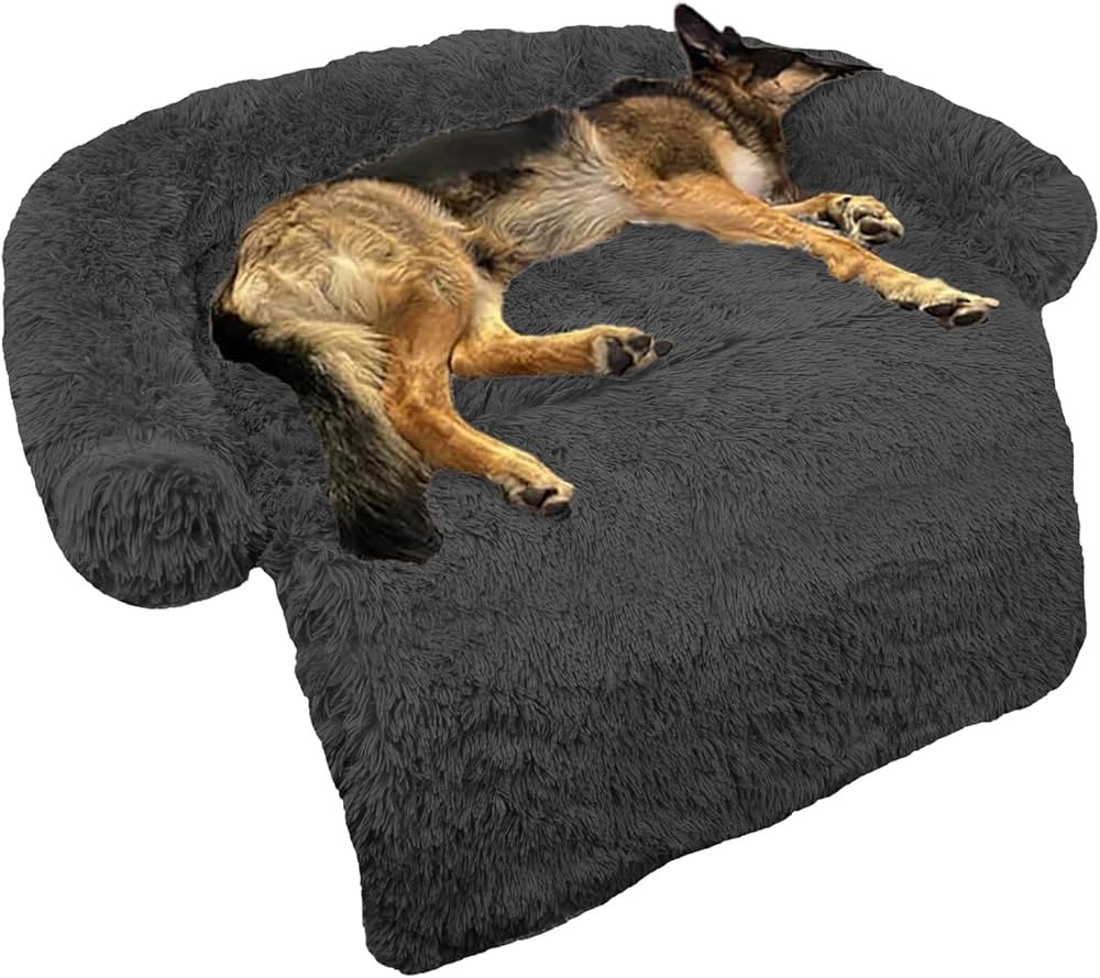 Calming Dog Bed Fluffy Plush Dog Mat for Furniture Protector with Removable Washable Cover for La... | Amazon (US)