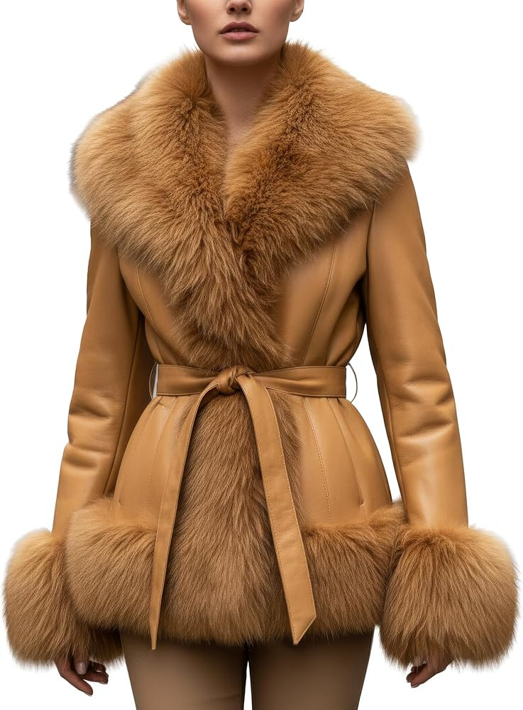 DLNYC Waist Length Warm Winter Vegan Leather Jacket with Faux Fur Trim | Amazon (US)
