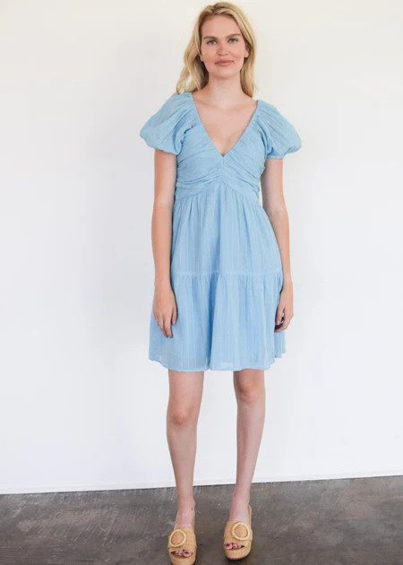 Coco Short Dress Air Blue Stripe | Never A Wallflower