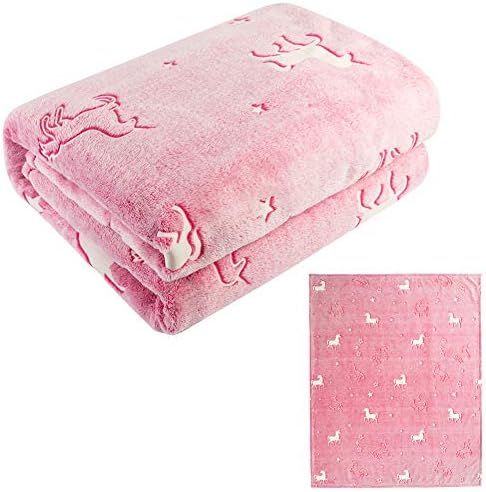 MAXYOYO Blanket Glow in The Dark 50 x 60 Inches, Pink Unicorn Throw Blanket Soft Kids Blankets Al... | Amazon (US)